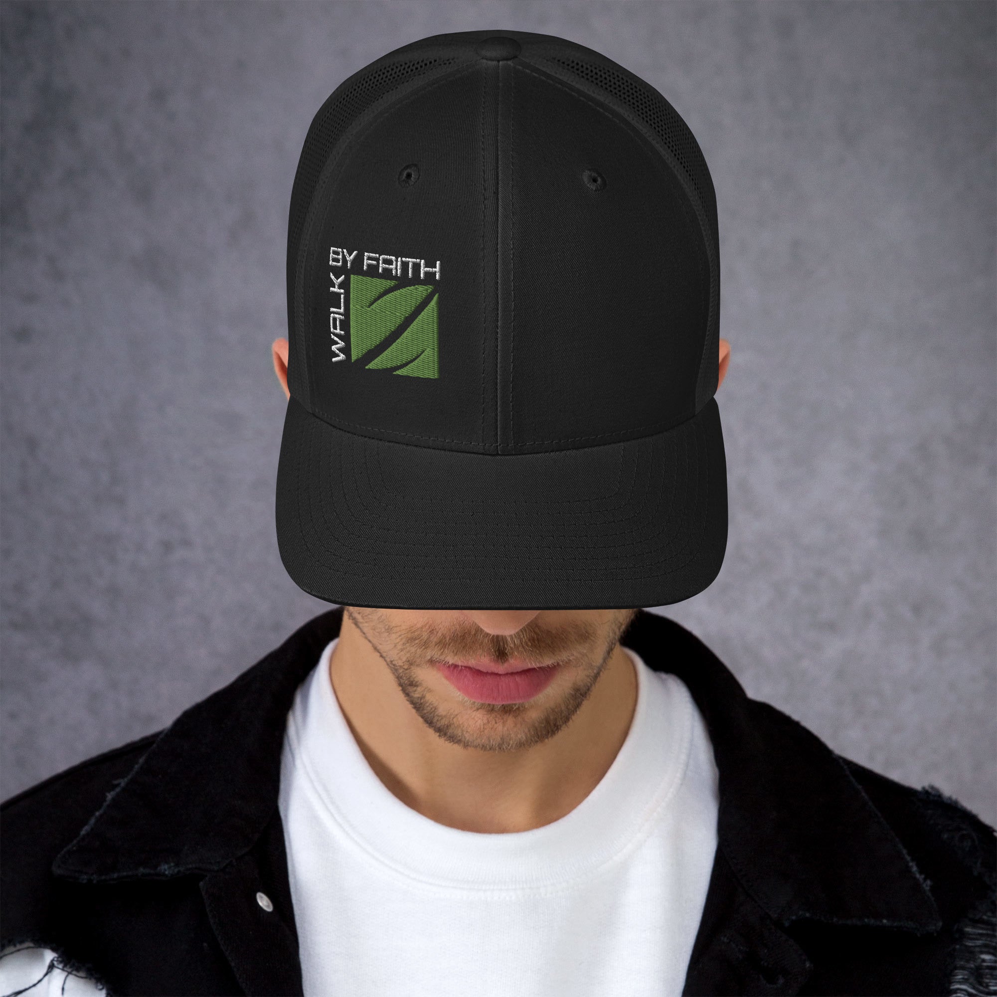 Trucker Hat Yupoong 6606 | Walk By Faith Series (Black)