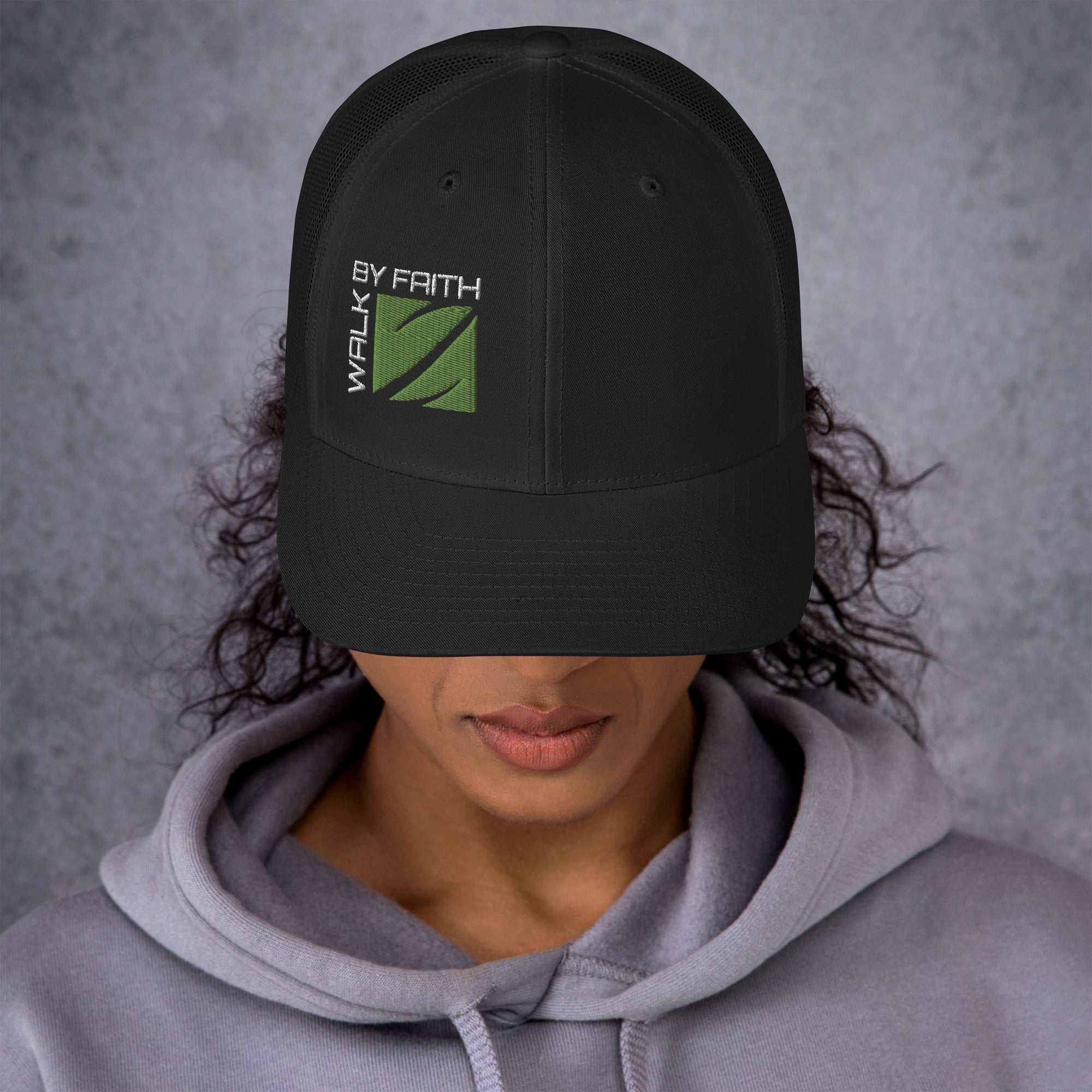 Trucker Hat Yupoong 6606 | Walk By Faith Series (Black)