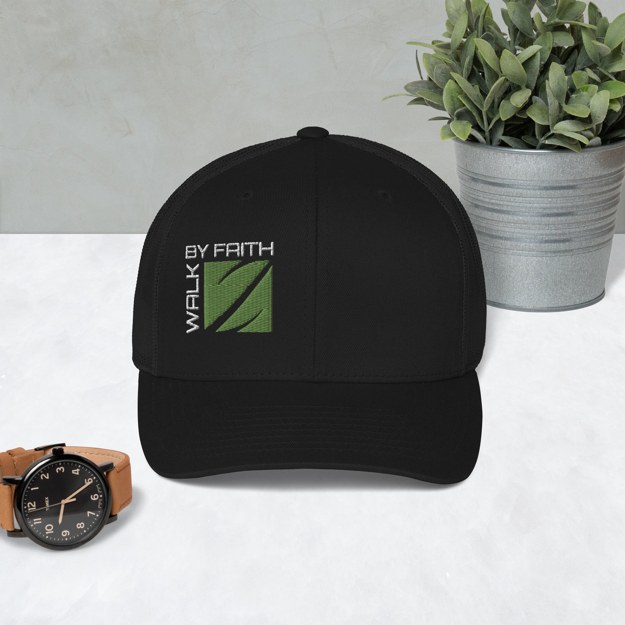 Trucker Hat Yupoong 6606 | Walk By Faith Series (Black)