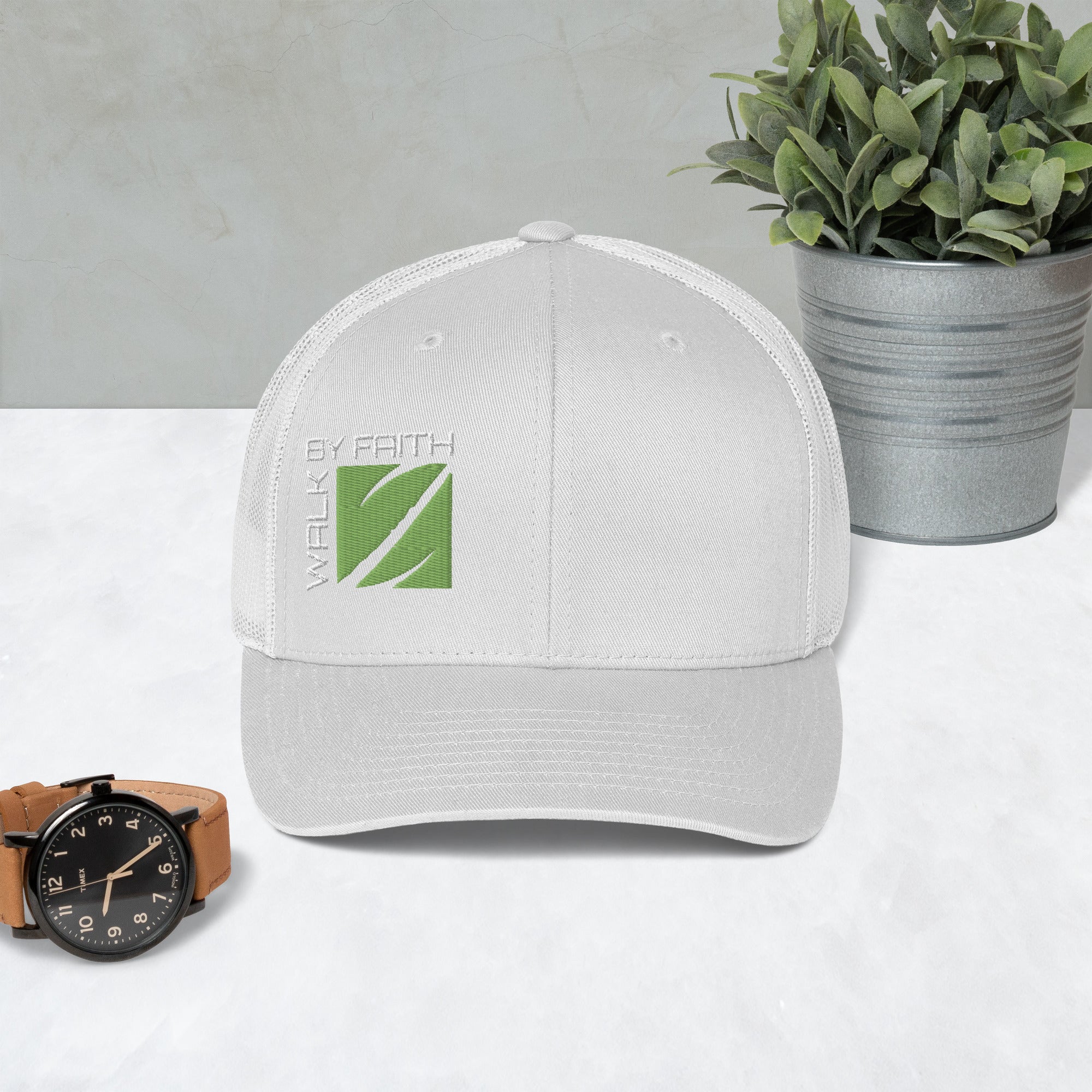 Trucker Hat Yupoong 6606 | Walk By Faith Series (White)